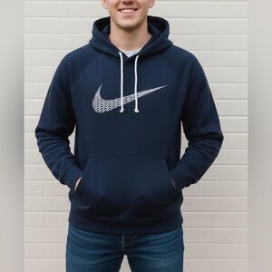 Nike Navy & White Logo Hoodie Mens Size Small